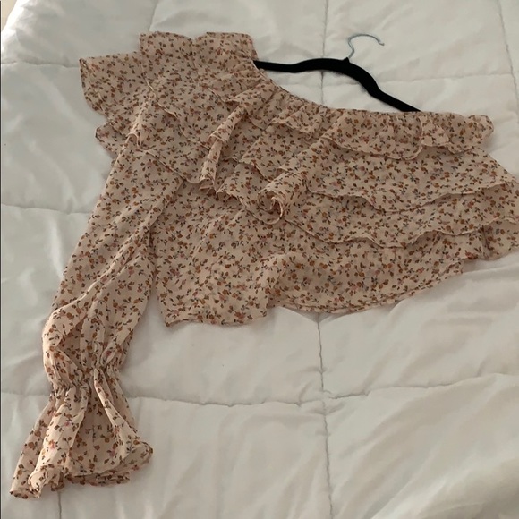 Zara One Shoulder Flounce Floral Top - Picture 4 of 4